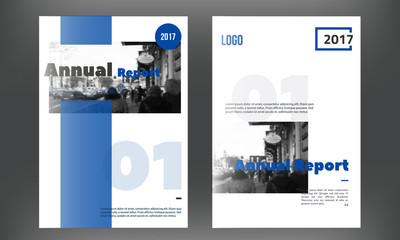 Blue annual report design templates vector set, Leaflet cover for presentation. Business book cover, flyer, professional corporate identity in modern style.