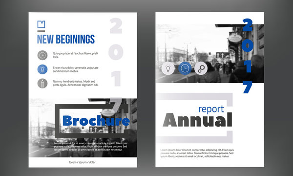 Blue annual report design templates vector set, Leaflet cover for presentation. Business book cover, flyer, professional corporate identity in modern style.