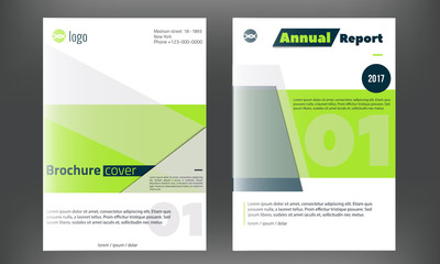 Green Vector brochure cover template. Business annual report design,clean flyer, professional corporate identity.