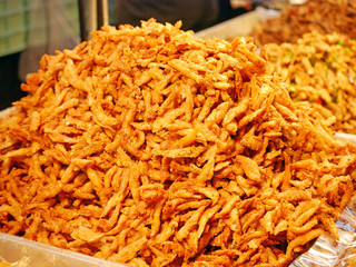 Pile of crispy deep fried small fish
