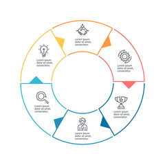 Circular chart, diagram with 6 steps, options. Vector design element.