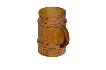 Wooden beer mug isolated on white background