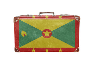 Vintage suitcase with Grenada flag