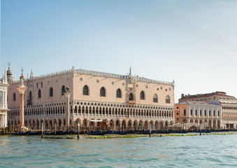 Fototapeta na wymiar San Marco embankment and Doge palace at summer day, Venice, Italy