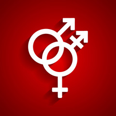 Trans gender white symbol on red background