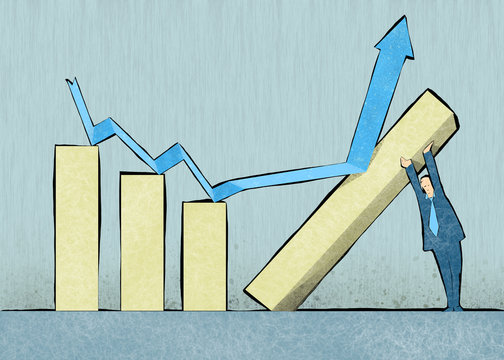illustrazione di economia e finanza e il tentativo di guadagnare
