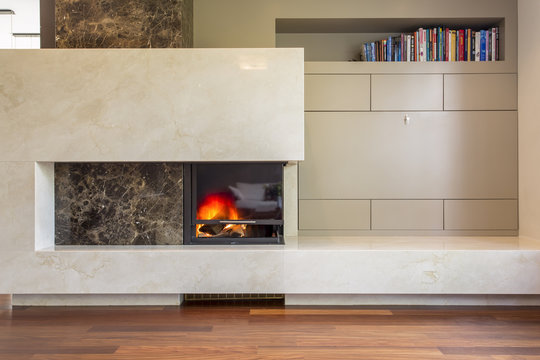 Living room with a fireplace