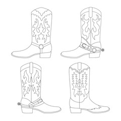Set of cowboy boots. Vector illustration.
