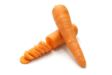 Isolated carrot sliced on white background