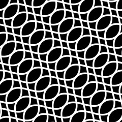 Abstract vector seamless moire pattern with waving curling lines. Monochrome  graphic black and white ornament. Striped repeating texture.