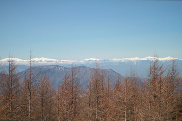 The  mountain was covered by snow in winter, Alps in Japan