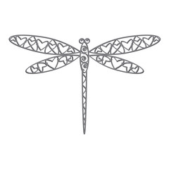 Decorative wrought iron dragonfly. Vector illustration.