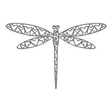 Decorative wrought iron dragonfly. Vector illustration.