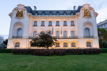 French embassy building at sunset in the old town is a unesco world heritage site, vienna, austria