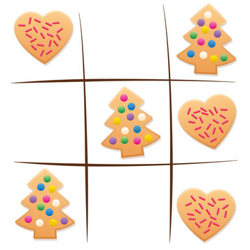 Leftover cookies - playing tic tac toe after christmas.