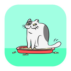 Litter Box and Tomcat Vector Illustration