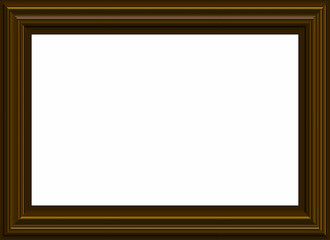 Brown classic decorative picture frame isolated on white background. 