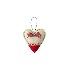 hand made textile heart. Textile handicraft on a white background. Valentines Day, Wedding composition with hearts.