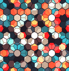 Modern Seamless pattern of Hexagons multicolor abstract geometric background. Vector illustration.