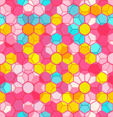 Modern Seamless pattern of Hexagons multicolor abstract geometric background. Vector illustration.