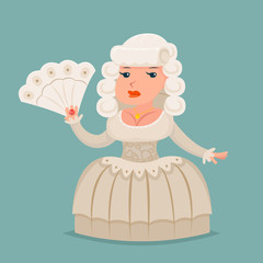 Noble medieval lady aristocrat countess princess queen mascot cartoon design vector illustration