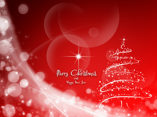  Merry Christmas tree greeting card,Red Background 