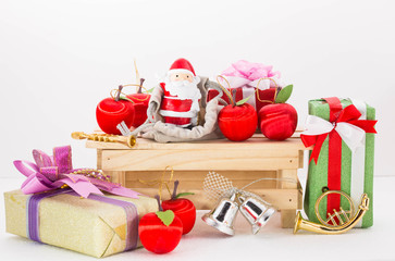 Toy santa claus and christmas ornament