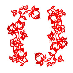 
The Chinese traditional paper-cut art floral ornament
