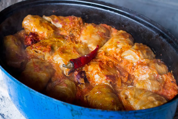 stuffed cabbage leaf, traditional hungarian food