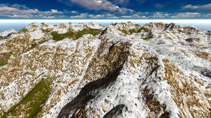 Alpine landscape in the Alps 3d rendering