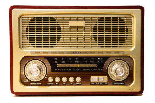 Old radio isolated on white background.