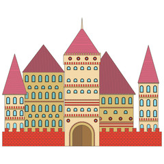 Fabulous palace vector. Flat building.