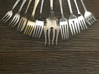 group of antique fork