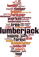 Lumberjack word cloud concept. Vector illustration