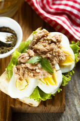 Sandwich with tuna and egg