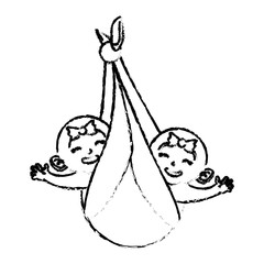 twins baby shower related icon image vector illustration design 