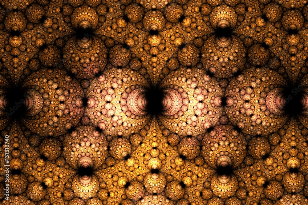 Poster abstract bright multicolored spherical fractal computer generated image