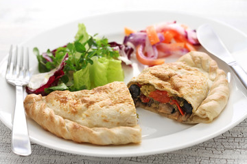 calzone, folded stuffed pizza, italian food