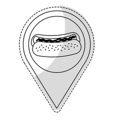 hot dog gps pin fast food related icon image vector illustration design 