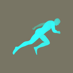 Fototapeta na wymiar 3d Running Man. Vector Illustration. Human Body.