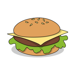 painting hamburger, vector