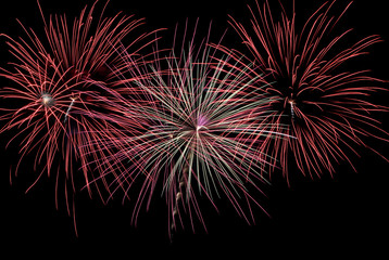 Beauty colorful fireworks celebration on the black sky backgroun