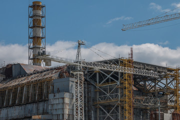 Fototapeta na wymiar Chernobyl reactor, Exclusive last photo before the arch will be installed in a place