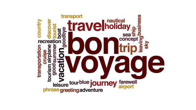 Bon voyage animated word cloud. - Powered by Adobe