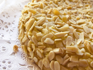 Almonds cake close up