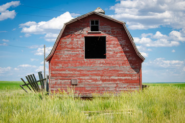 Weathered Old Red Barn western Canada Front
