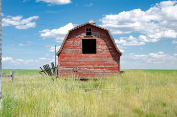 Weathered Old Red Barn western Canada more grassland