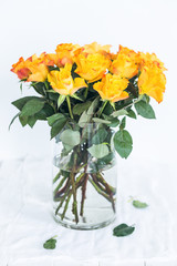 Bouquet of beautiful flowers of roses for catalog on white background