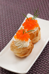 canape with red caviar