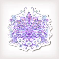 fashion patches Vector ornamental Lotus flower, ethnic art, patt